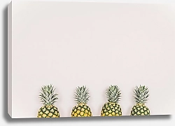Постер Четыре ананаса на розовом фоне