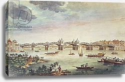 Постер Школа: Английская 18в. View of the Bridge over the Thames at Hampton Court, engraved by John Bowles
