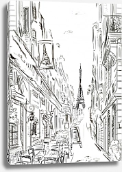 Постер Париж в Ч/Б рисунках #25