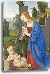 Постер Дева Мария, поклоняющаяся младенцу