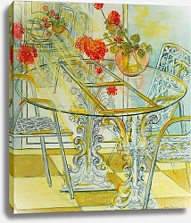 Постер Фивси Джоан (совр) Patio Garden,Geraniums Reflected, 2010, watercolour