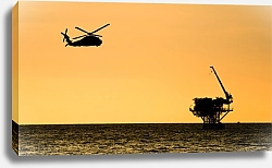 Постер Нефтяная платформа и вертолет