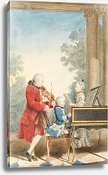 Постер Кармонтель Луи Portrait de Wolfgang Amadeus Mozart jouant à Paris avec son père Jean-Georg-Léopold et sa sœur Maria-Anna
