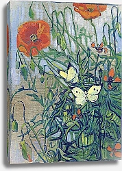 Постер Ван Гог Винсент (Vincent Van Gogh) Бабочки и маки, 1890