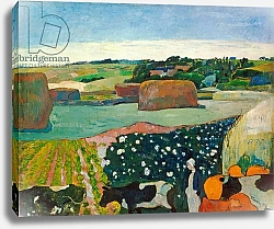 Постер Гоген Поль (Paul Gauguin) Haystacks in Brittany, 1890