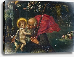 Постер Неизвестен Святой Христофор, несущий невинного младенца
