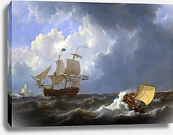 Постер Велде Виллем Старший Ships on a rough sea