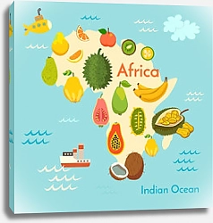Постер Детская фруктовая карта Африки