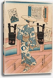 Постер Утагава Кунисада Harumichi no Tsuraki from the series A Pictorial Commentary on One Hundred Poems by One Hundred Poets, no. 31