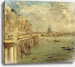 Постер Констебль Джон (John Constable) Somerset House Terrace from Waterloo Bridge, c.1819