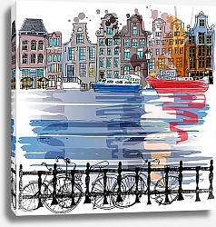 Постер Улица с каналом в Амстердаме