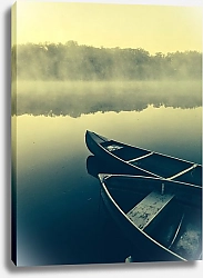 Постер Две лодки на туманном озере