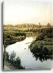 Постер Брюллов Павел Пейзаж с рекой. 1900