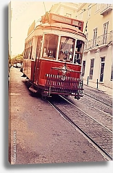 Постер Португалия, Лиссабон. Красный трамвай