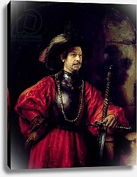 Постер Рембрандт (последователи) Portrait of a man in military costume, 1650