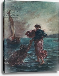 Постер Делакруа Эжен (Eugene Delacroix) Christ walking on water and reaching out his hand to save Saint Peter