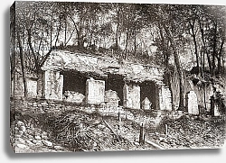 Постер Школа: Испанская 19в. The facade of the palace at Palenque, southern Mexico