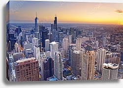 Постер США, Чикаго. Вид на город с птичьего полета