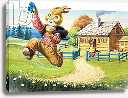 Постер Ливраджи Вирджинио (дет) Rabbit running from Wolf's House, illustration from 'Brer Rabbit'
