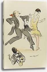 Постер Гурса Жорж Homme au catogan rouge et femme à la robe jaune dansant