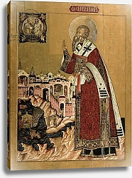 Постер Школа: Русская 17в. Pope Klemens with scenes from his life