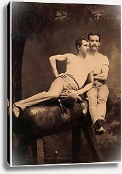 Постер Школа: Английская 19в. Portrait of two Gymnasts posing on a Pommel Horse c.1899