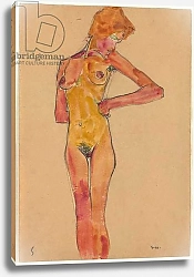 Постер Шиле Эгон (Egon Schiele) Standing Female Nude; Stehender weiblicher Akt, 1910
