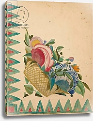 Постер Чехонин Сергей Textile design with basket of flowers,