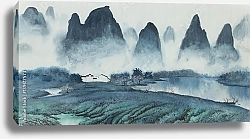 Постер Маленький китайский домик в горах