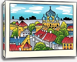 Постер Башни и соборы в стиле эскиза, Таллинн, Эстония