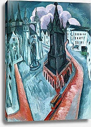 Постер Кирхнер Людвиг Эрнст The Red Tower in Halle, 1915