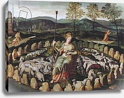 Постер Школа: Фонтенбло 16в. St. Genevieve Guarding her Flock