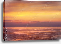 Постер Морской пейзаж с оранжевым закатом