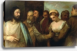 Постер Тициан (Tiziano Vecellio) Christ and the adulteress, 1512-15