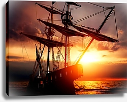 Постер Корабль на закате