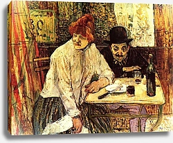 Постер Тулуз-Лотрек Анри (Henri Toulouse-Lautrec) В ресторане Мье