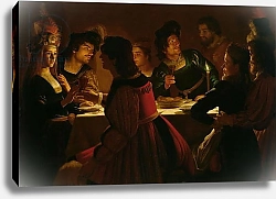 Постер Хонтхорст Геррит Feast Scene with a Young Married Couple, c.1617