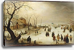 Постер Аверкамп Хендрик A Winter River Landscape with Figures on the Ice