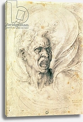 Постер Микеланджело (Michelangelo Buonarroti) Study of a man shouting
