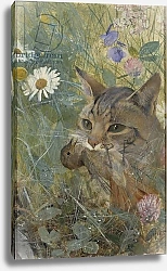 Постер Лильефорс Бруно A Cat with a Young bird in its Mouth, 1885