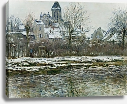 Постер Моне Клод (Claude Monet) Церковь в Вефейле, снег