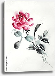 Постер Красная китайская роза 1