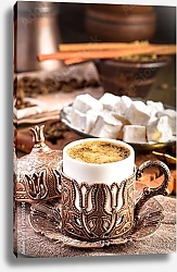 Постер Традиционный кофе по-турецки со сладостями