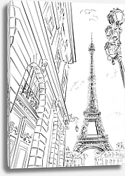 Постер Париж в Ч/Б рисунках #24