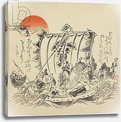 Постер Дзэсин Сибата The Seven Gods of Good Fortune in Treasure Ship, c. 1887