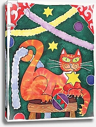 Постер Бакстер Кэти (совр) Christmas Cat with Decorations