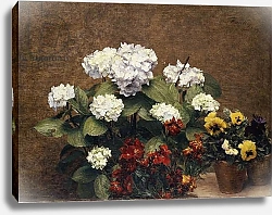 Постер Фантен-Латур Анри Hortensias and Stocks with Two Pots of Pansies, 1879