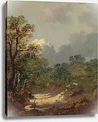 Постер Гейнсборо Томас Лесной пейзаж с отдыхающим в тени пастухом