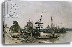 Постер Буден Эжен (Eugene Boudin) Boat Moorings on the Garonne, Bordeaux, 1876