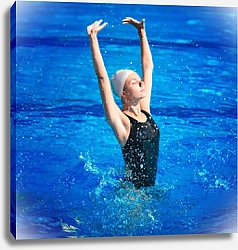 Постер Синхронный пловец, выскакивающий из воды